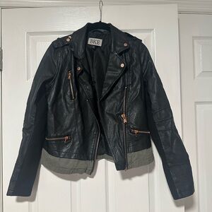 SOLD❌❌BKE Women's Black Leather Jacket with Copper Accents